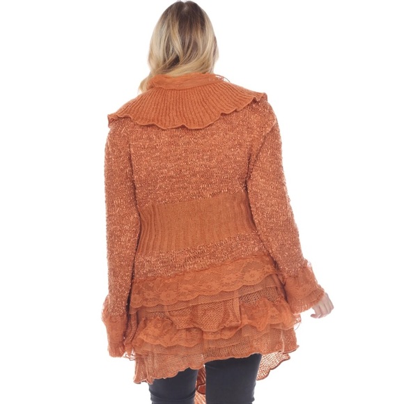 Simply Couture Orange Ruffled Cardigan - Picture 2 of 3